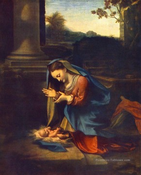  Anton Tableaux - L’adoration de l’enfant Renaissance maniérisme Antonio da Correggio